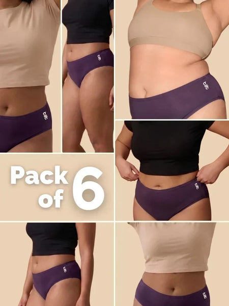 6 Pack - Violet Bamboo Absorbent Underwear