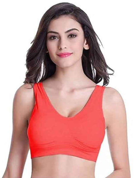 Pack Of 2 Womens Fashion Sports Bra | Seamless, Padded, Non-Wired Gym & Yoga Bra | High Support, Comfortable Everyday Bralette
