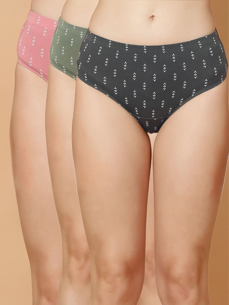 Printed High Rise Cotton Hipsters – Pack of 3