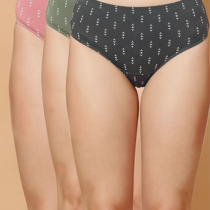Printed High Rise Cotton Hipsters – Pack of 3