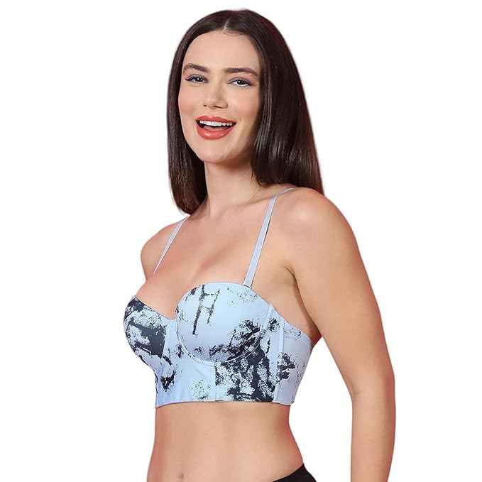 Brachy Women's Blue Underwired Lightly Padded Bralette Multiway Bra