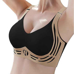 Plus Size Black Padded Light Support Wireless Bra, Seamless Soft Bralette, for Sleep, Yoga and Everyday