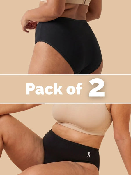 2 Pack - Black Bamboo Absorbent Underwear