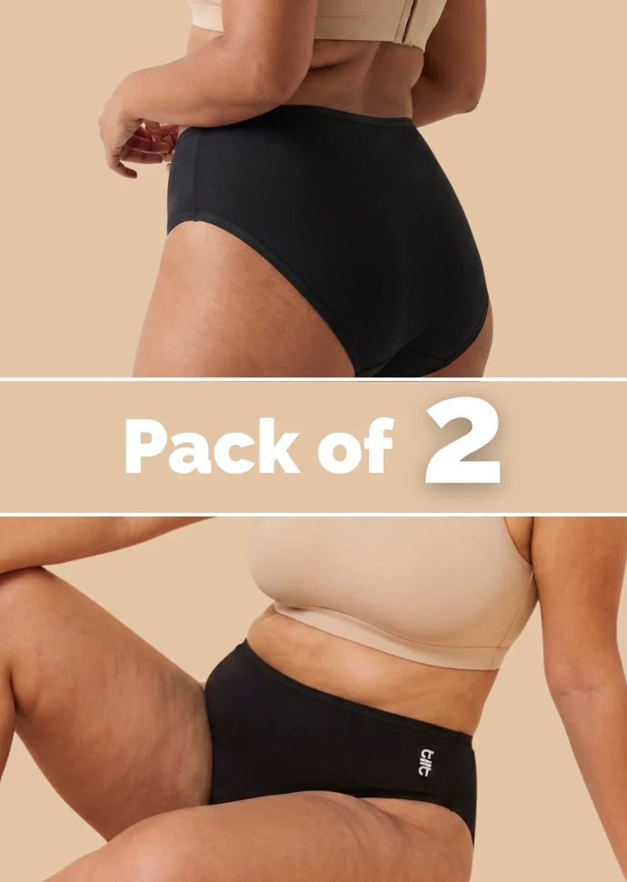 2 Pack - Black Bamboo Absorbent Underwear