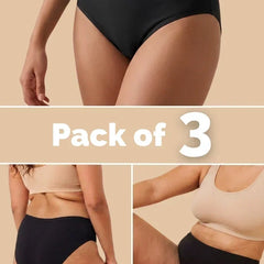 3 Pack - Black Bamboo Absorbent Underwear