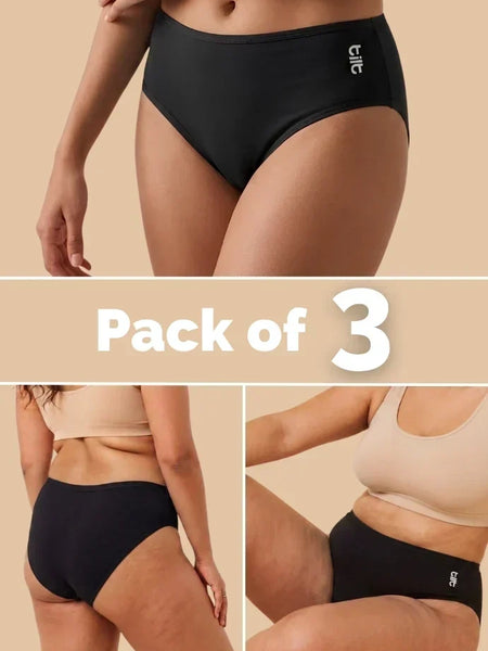 3 Pack - Black Bamboo Absorbent Underwear