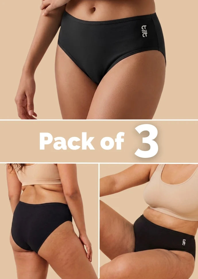 3 Pack - Black Bamboo Absorbent Underwear