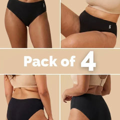 4 Pack - Black Bamboo Absorbent Underwear