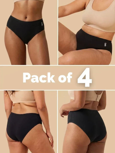 4 Pack - Black Bamboo Absorbent Underwear