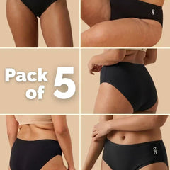 5 Pack - Black Bamboo Absorbent Underwear