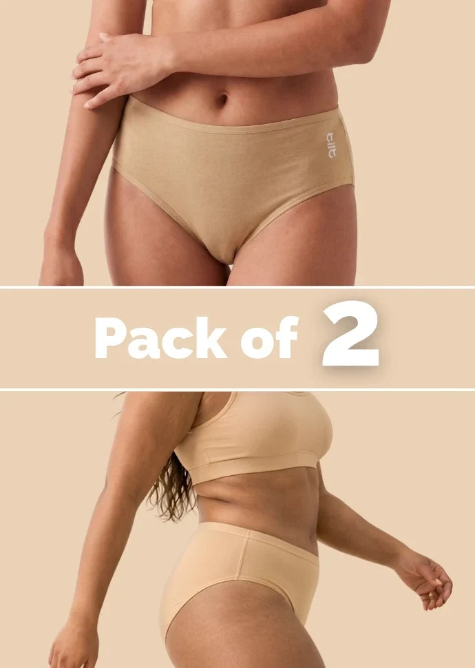 2 Pack - Beige Bamboo Absorbent Underwear