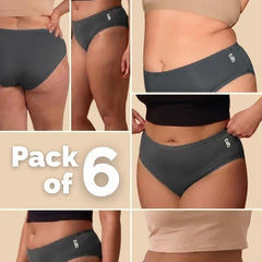 6 Pack - Grey Bamboo Absorbent Underwear