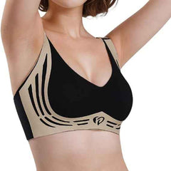 Plus Size Black Padded Light Support Wireless Bra, Seamless Soft Bralette, for Sleep, Yoga and Everyday