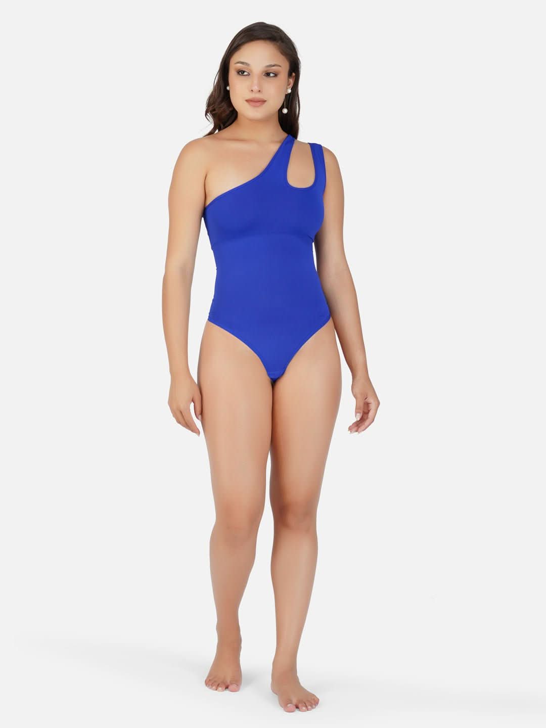 One-shoulder Cut Out Waist and Abdomen Compression Shapewear Bodysuit