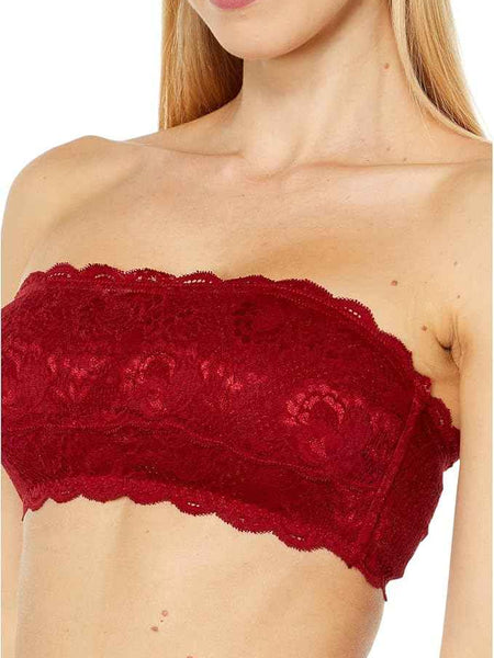 Women Lace Full Coverage Padded Non-Wired Tube Bandeau Bra