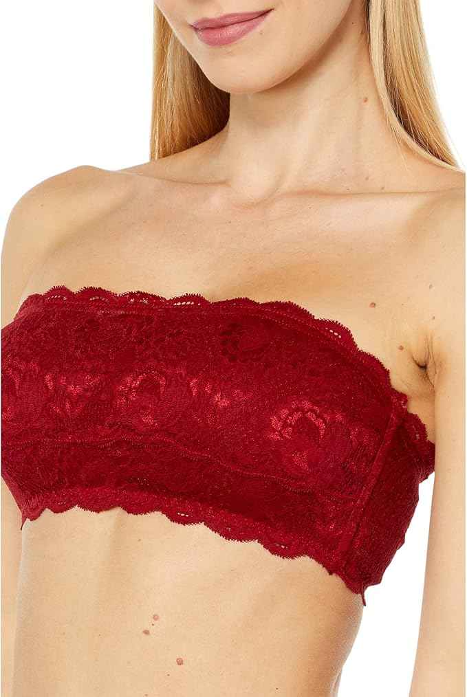 Women Lace Full Coverage Padded Non-Wired Tube Bandeau Bra