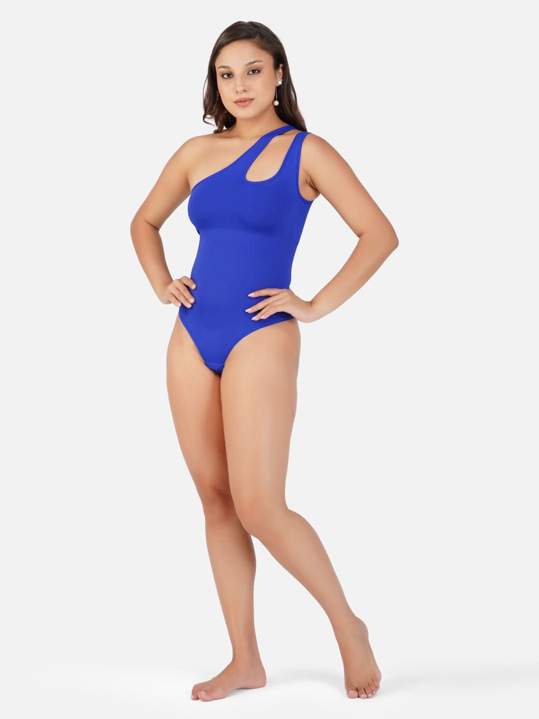 One-shoulder Cut Out Waist and Abdomen Compression Shapewear Bodysuit