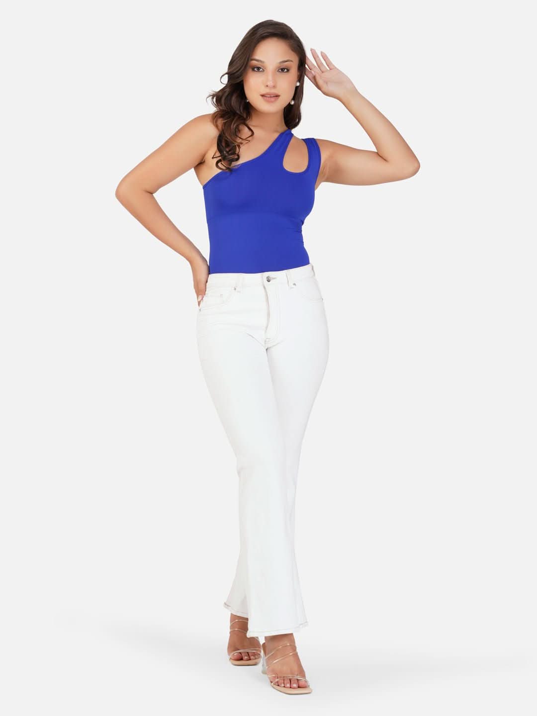 One-shoulder Cut Out Waist and Abdomen Compression Shapewear Bodysuit