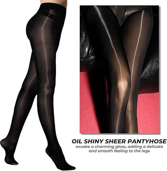Women Shimmer Tights for Women, Shiny Oil Pantyhose Stockings, Oil Bright Shaping Tight Ultra Shiny Sheer Tights High Waist