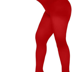 Women Red Fleece Footed  Legging Slim Fit Warm Thick Fur Lined Winter Thermal Soft Leggings for Girls - Brachy