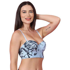 Brachy Women's Blue Underwired Lightly Padded Bralette Multiway Bra