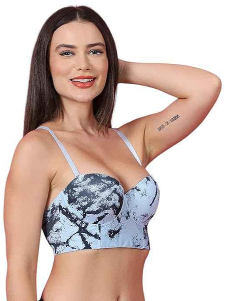 Brachy Women's Blue Underwired Lightly Padded Bralette Multiway Bra