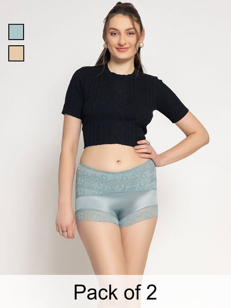 Floral Lace High-Rise Hipster Panty- Pack of 2