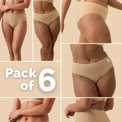 6 Pack - Beige Bamboo Absorbent Underwear