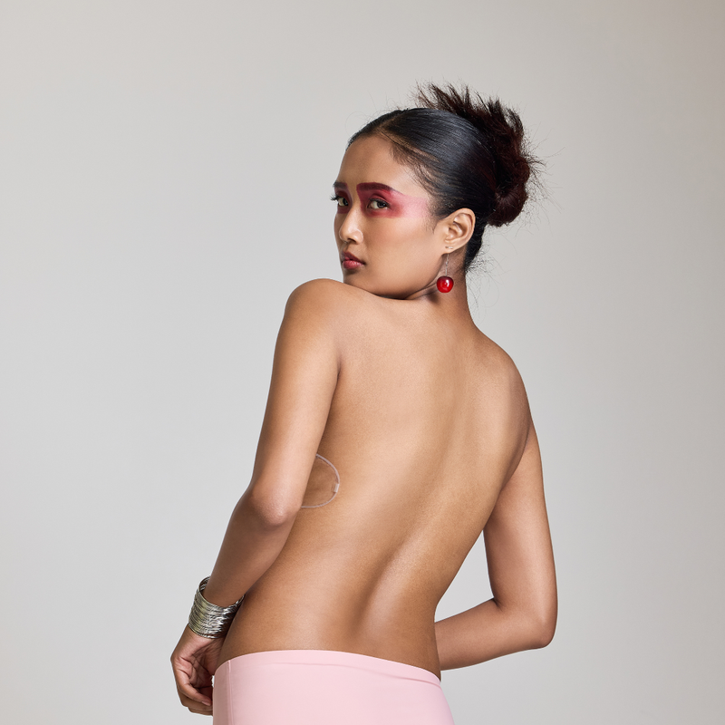 MAROON Strapless Seamless Silicone Invisible Bra Breast Lifting Dress Half Coverage Nylon Lightly Padded Transparent Back Underwire Party wear Stick-on Bra