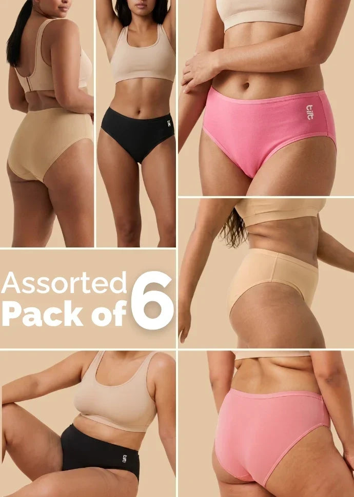 Assorted 6 Pack - Bamboo Absorbent Underwear