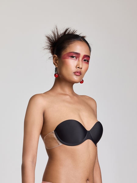 MAROON Strapless Seamless Silicone Invisible Bra Breast Lifting Dress Half Coverage Nylon Lightly Padded Transparent Back Underwire Party wear Stick-on Bra