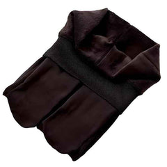 Plus Size Women Brown Comfort Fleece Footed Fur Stocking Winter Wear Extra Warm, Woolen High Waisted Lined Thigh Highs