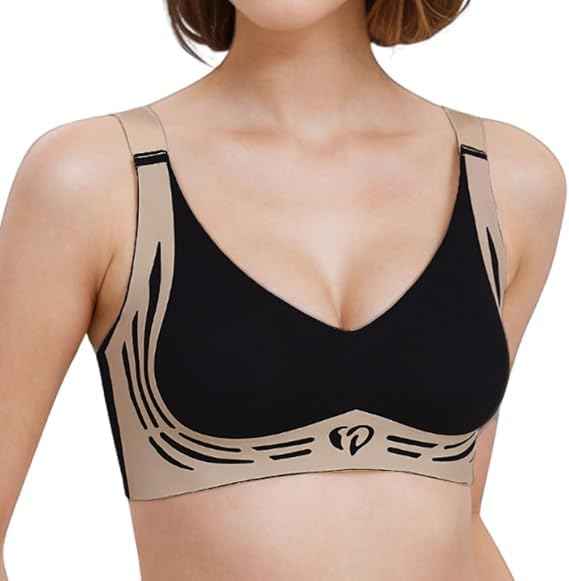 Plus Size Padded Light Support Wireless Bra, Seamless Soft Bralette, for Sleep, Yoga and Everyday