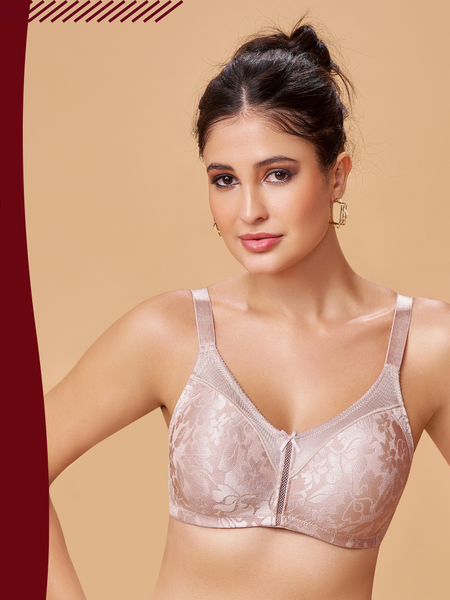 MAROON Nude Seamless Non-Padded Non-Wired Minimizer Full Coverage Bra for Women