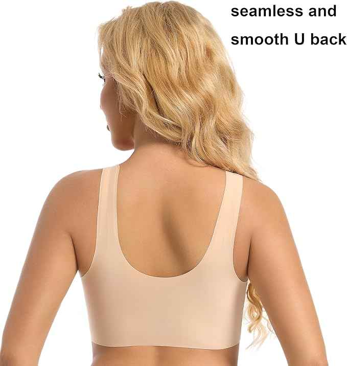 Pullover Wireless Bras for Women, Seamless Full Coverage U Neck No wire T-Shirt Bra