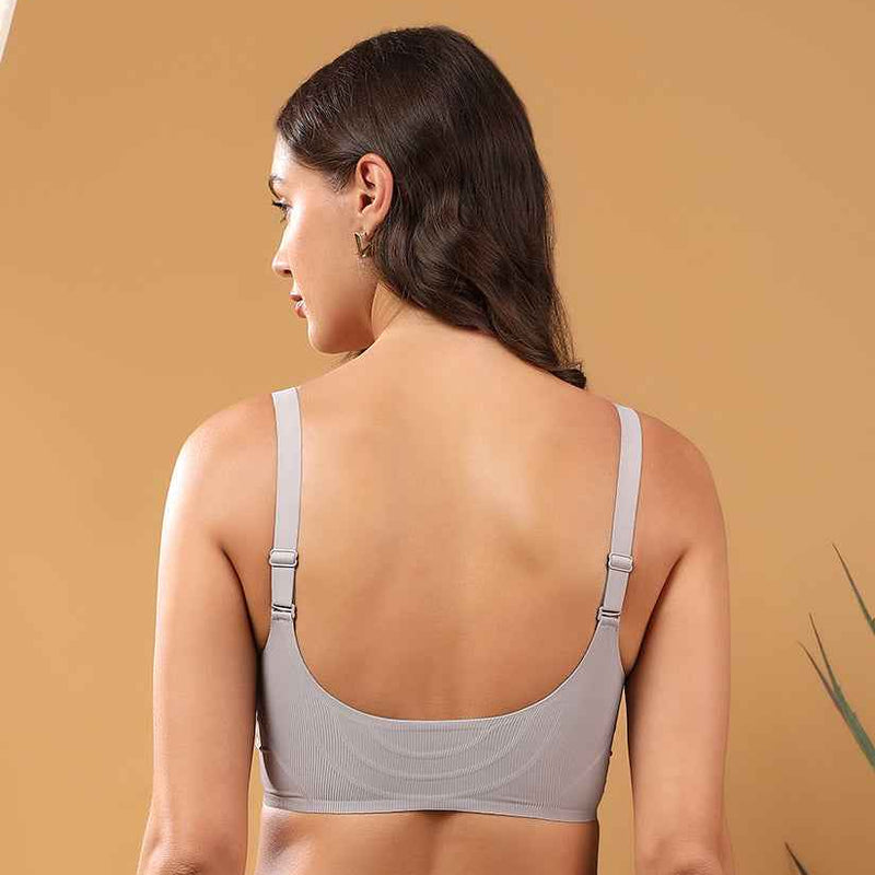 Women Grey Full Coverage Front Open Maternity Breastfeeding Bra