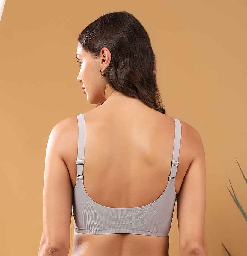 Women Grey Full Coverage Front Open Maternity Breastfeeding Bra