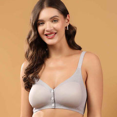 Women Grey Full Coverage Front Open Maternity Breastfeeding Bra