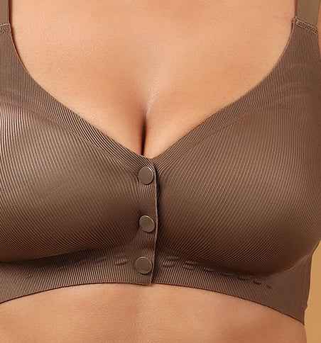 Women Brown Full Coverage Front Open Maternity Breastfeeding Bra