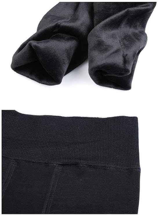 Women Black Winter Fur Warm Fleece-Lined Thermal Stretchable Stockings for Cold Weather Thermal Bottom.