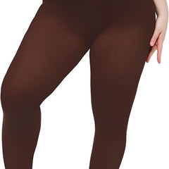 Women Brown Kashmiri Solid Footed Warm Thick Fur Thermal Bottom High Waist Stockings - Brachy