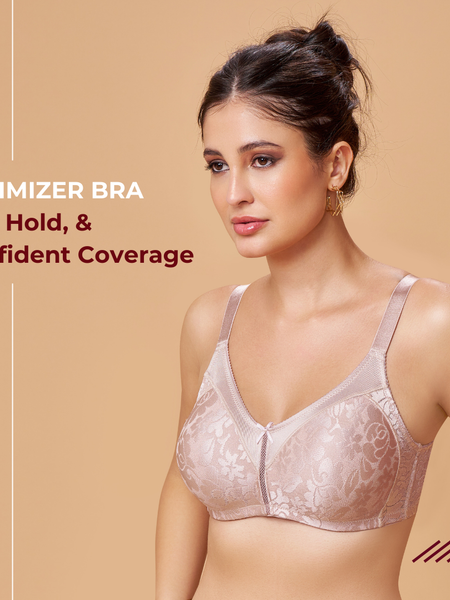MAROON Nude Seamless Non-Padded Non-Wired Minimizer Full Coverage Bra for Women