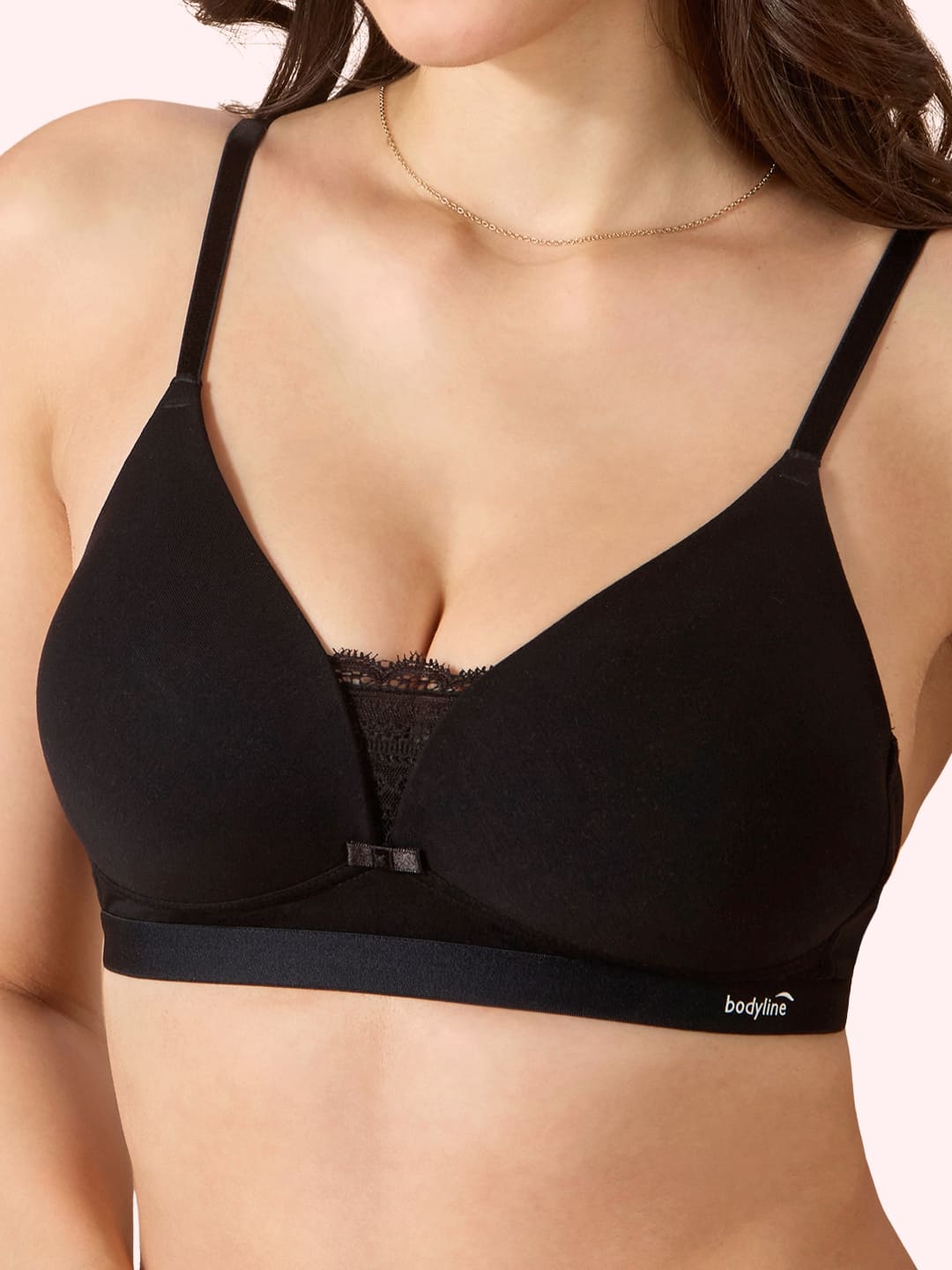 Cove Everyday Cotton Bra – Lightly Padded, Wire-Free, Lace Front, Designer Straps & Full Support Underband