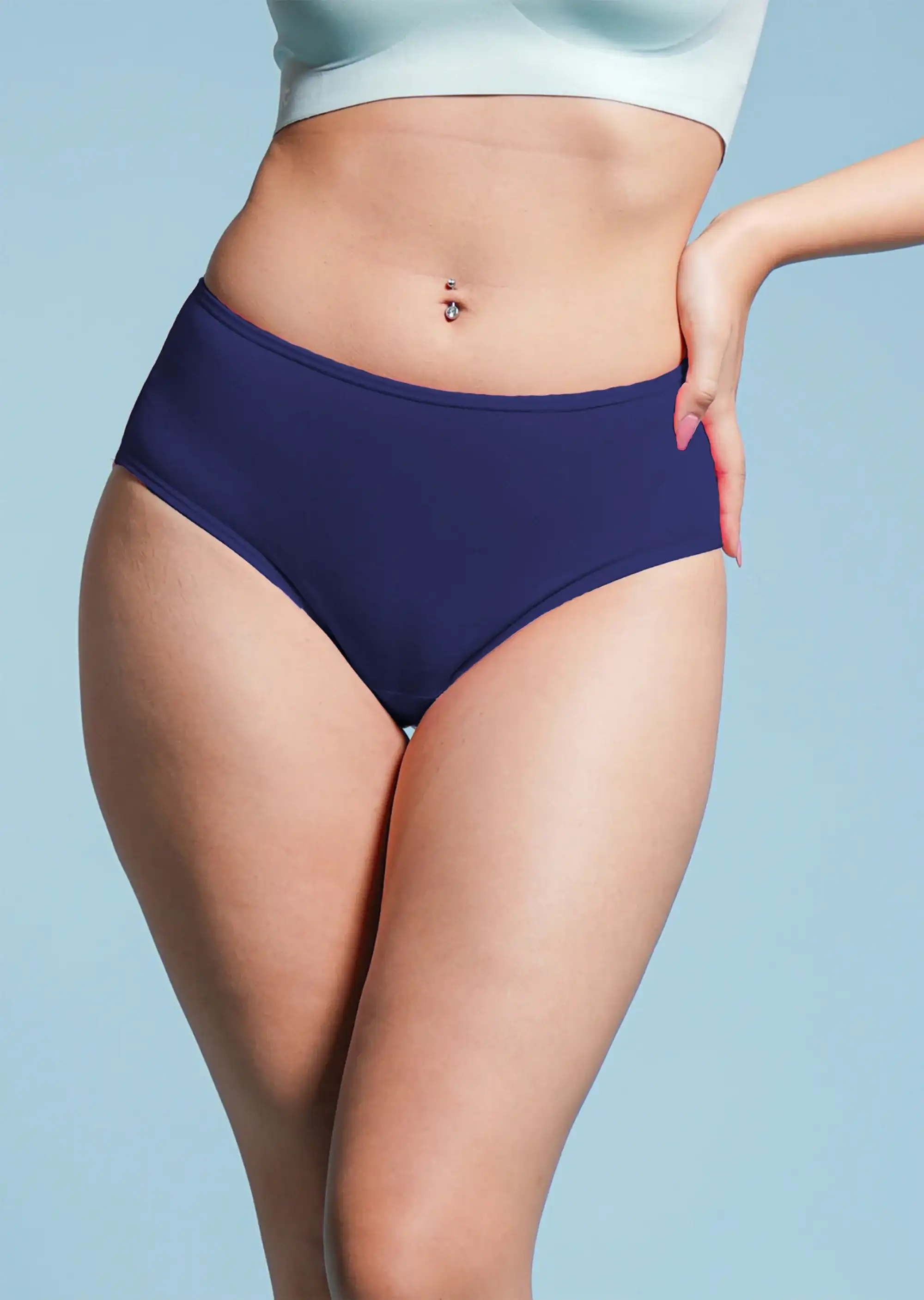 Blue High-waist Bamboo Underwear