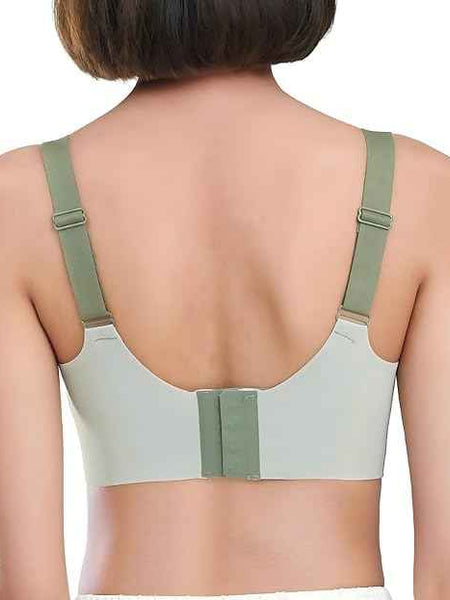 Plus Size Green Padded Light Support Wireless Bra, Seamless Soft Bralette, for Sleep, Yoga and Everyday