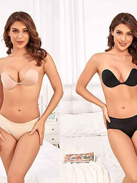 Brachy Pack Of 2 Bras Silicone Adhesive Rapid Dry Invisible Sticky Strapless Push up Backless bra