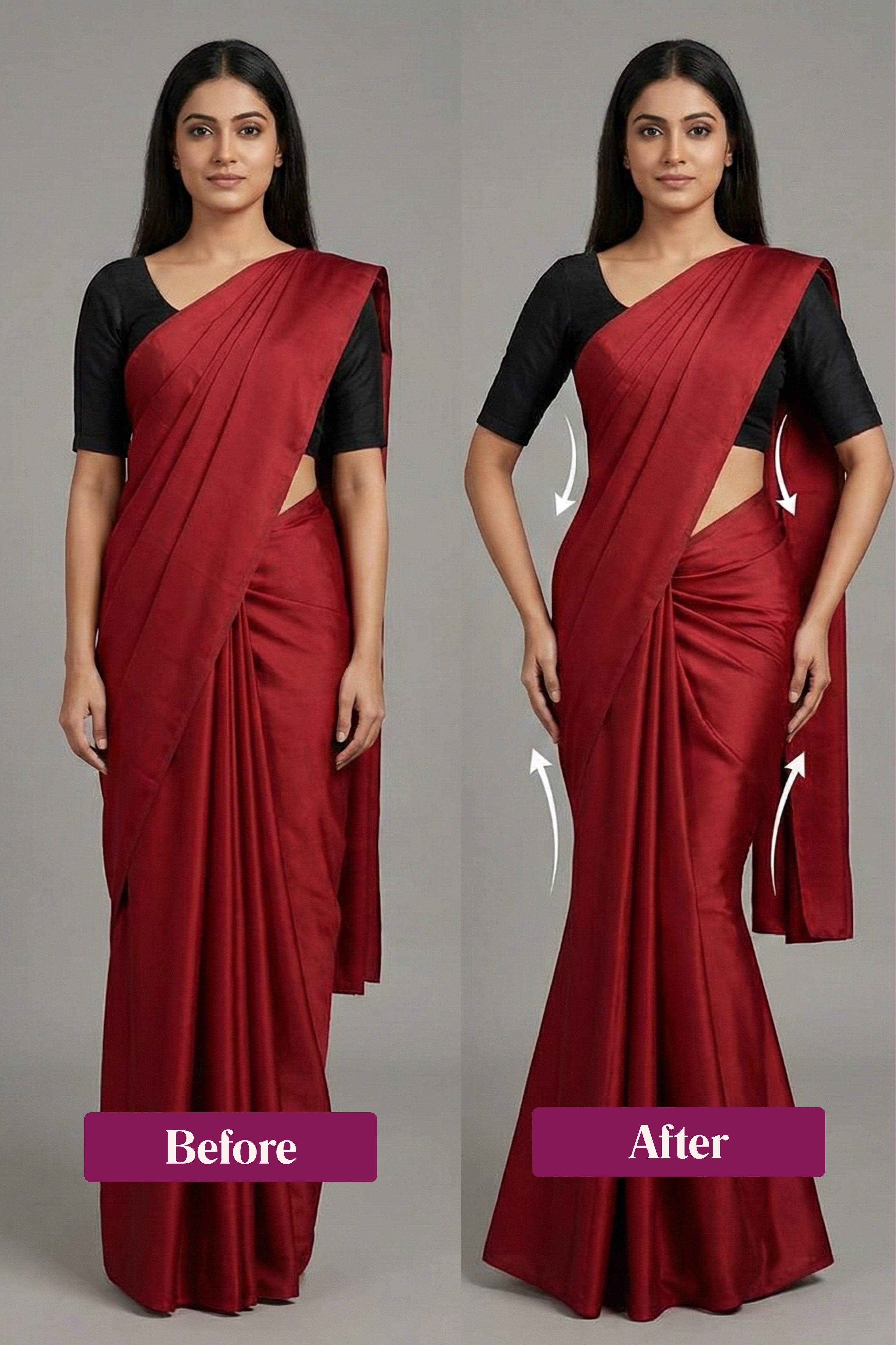Munns & Mars Polyester Fish-Cut Saree Shapewear