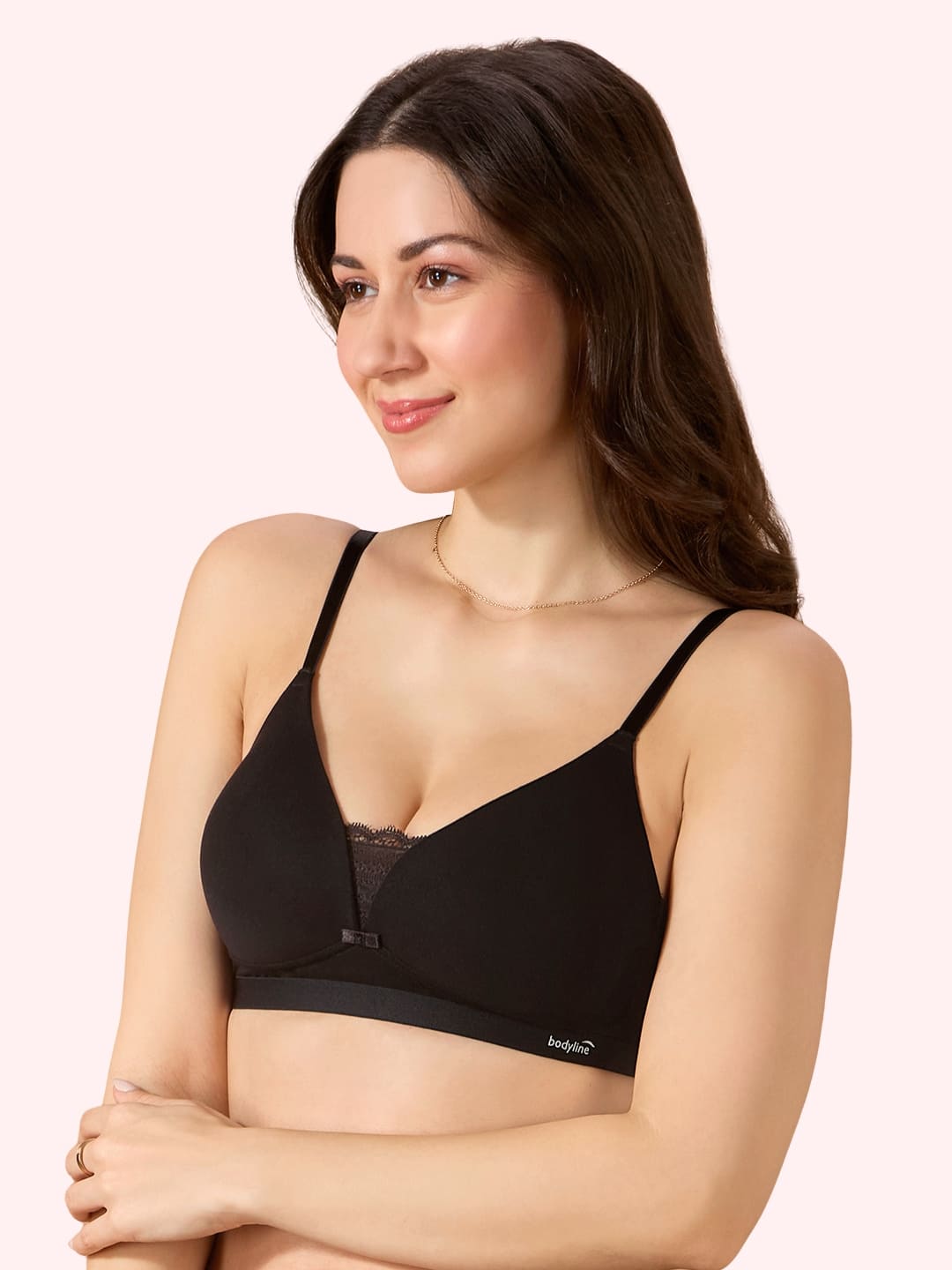Cove Everyday Cotton Bra – Lightly Padded, Wire-Free, Lace Front, Designer Straps & Full Support Underband