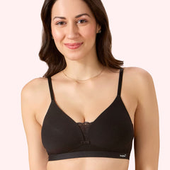 Cove Everyday Cotton Bra – Lightly Padded, Wire-Free, Lace Front, Designer Straps & Full Support Underband