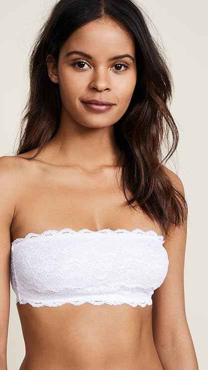 Women Lace Full Coverage Padded Non-Wired Tube Bandeau Bra